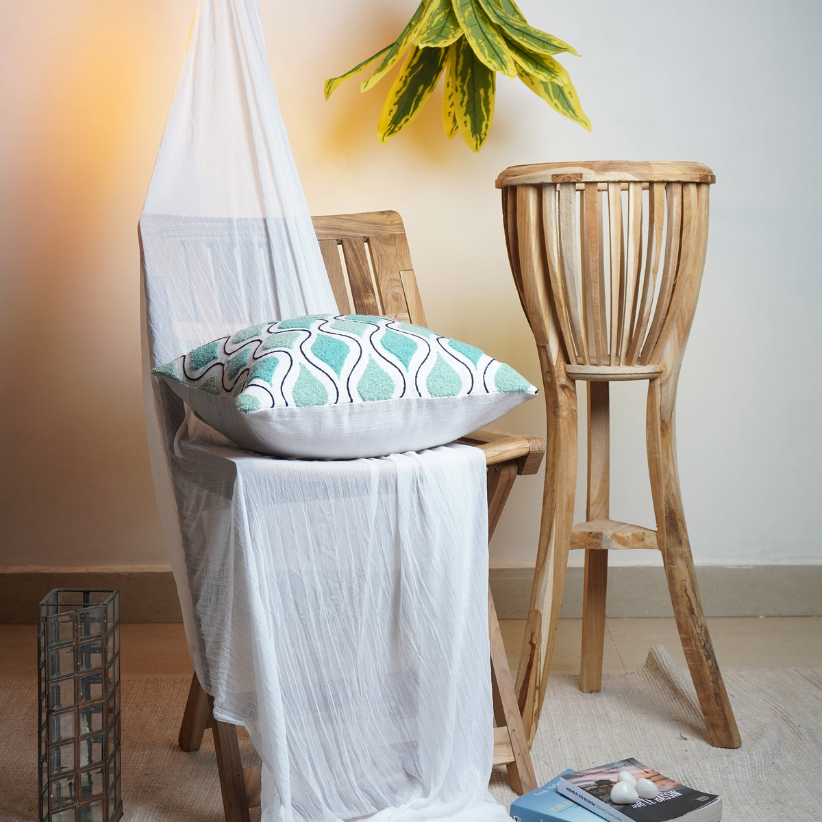 Aqua Turquoise Paisley Cushion 14