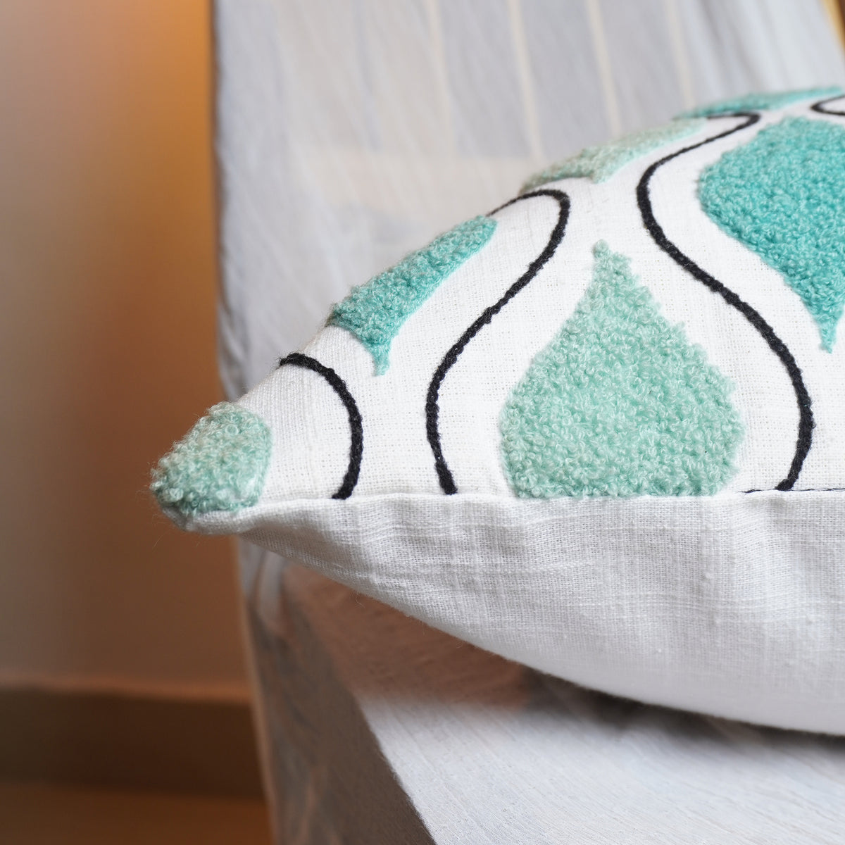 Aqua Turquoise Paisley Cushion 14